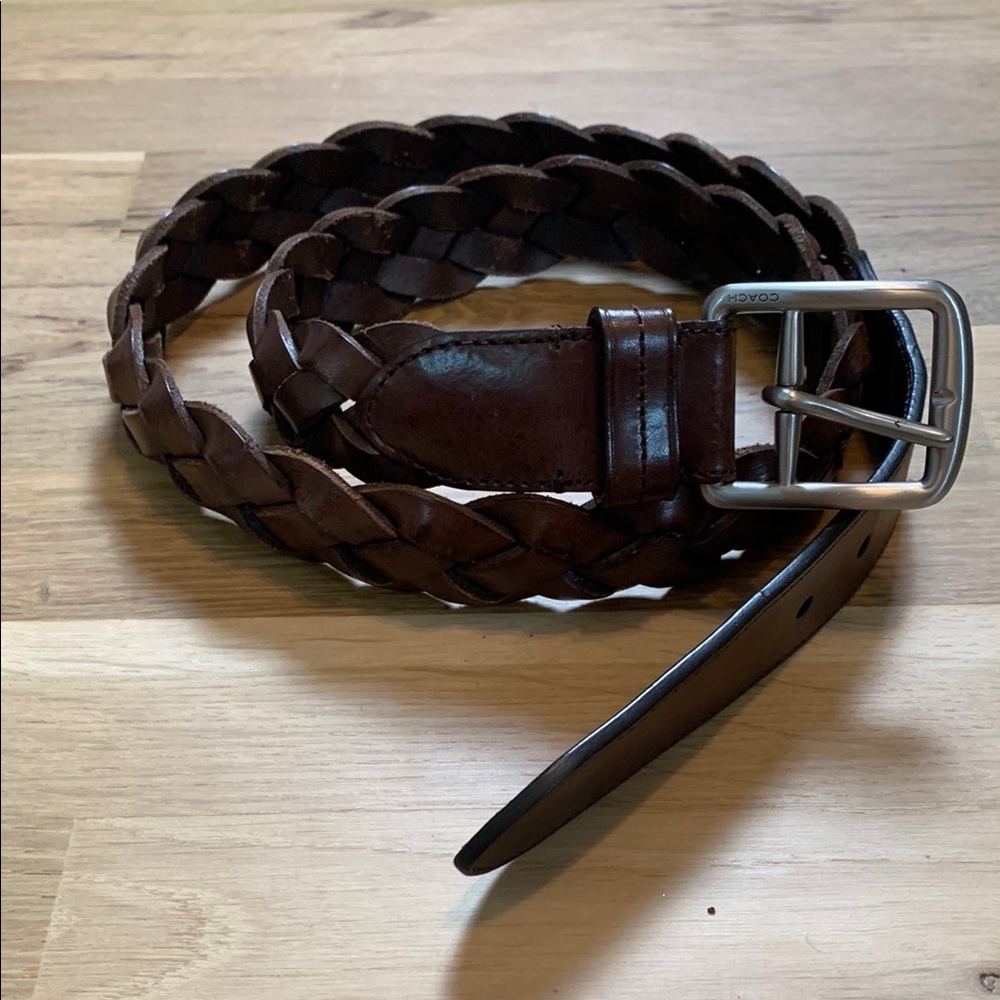 Coach Brown Leather Braided Belt Men’s 38”